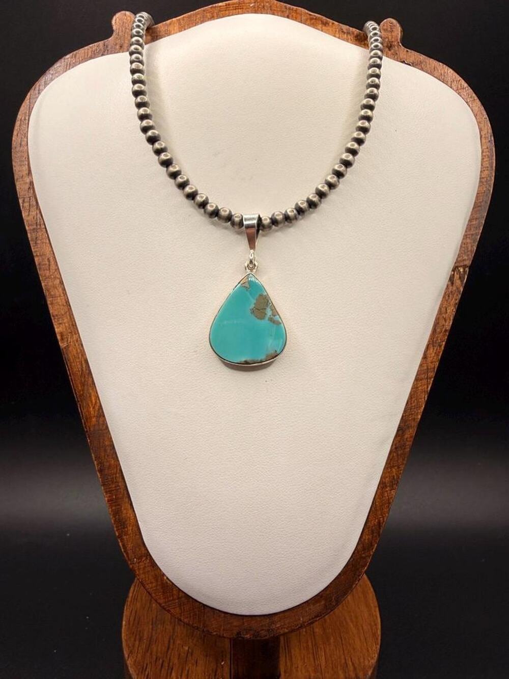 Bisbee Style Turquoise Pendant Pyrite Matrix Sterling Southwestern Pendant